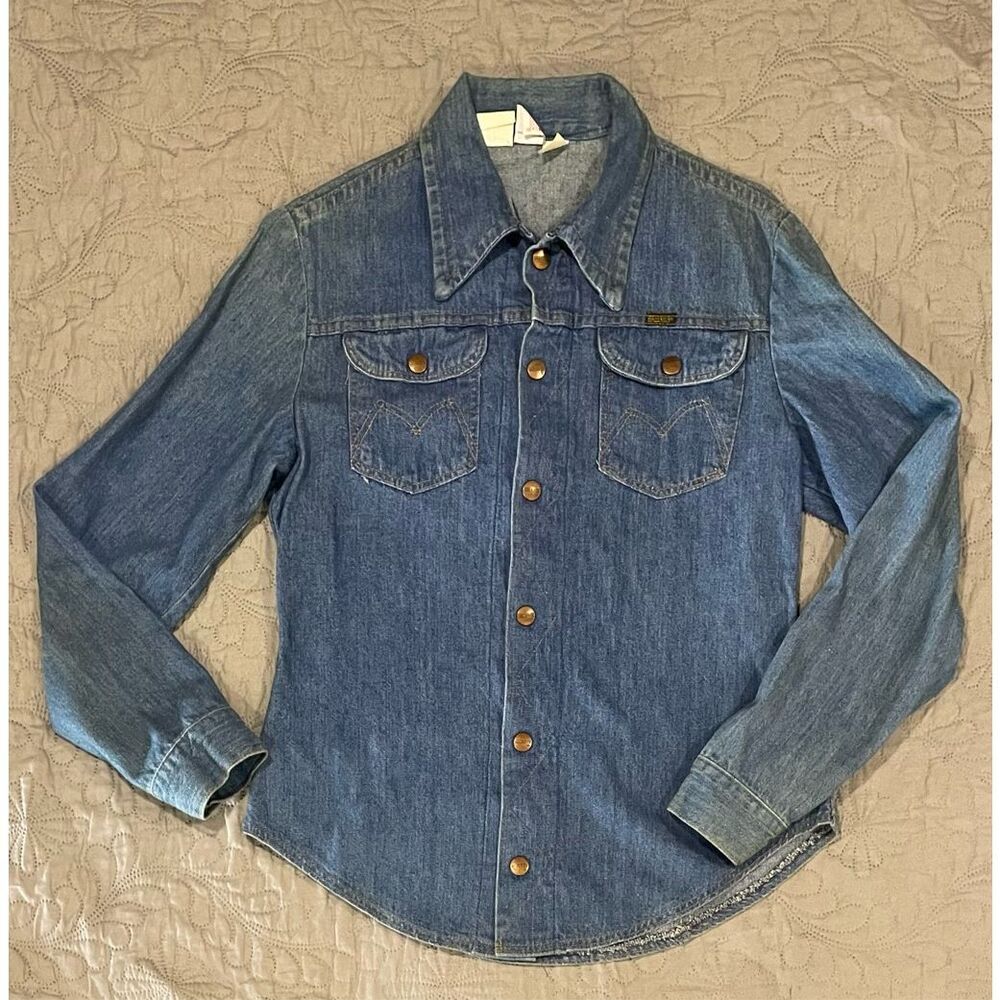 Maverick Vintage 1970’s Denim 100% Western Shirt  Snaps Collar